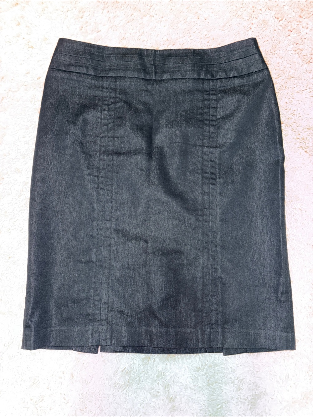 Kenar pencil skirt stretch denim twill double back kick pleat midnight side zip